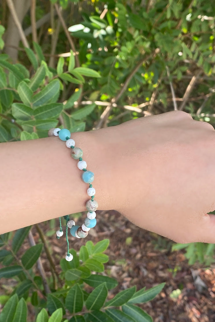 Snakeskin Jasper and Lava Stone Bracelet