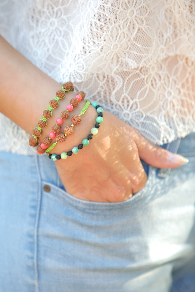 Chrysoprase and Lava Stone Bracelet - 100 Graces