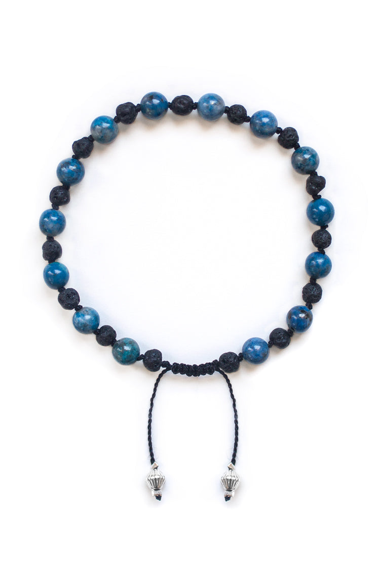 Denim Lapis and Lava Stone Bracelet - 100 Graces