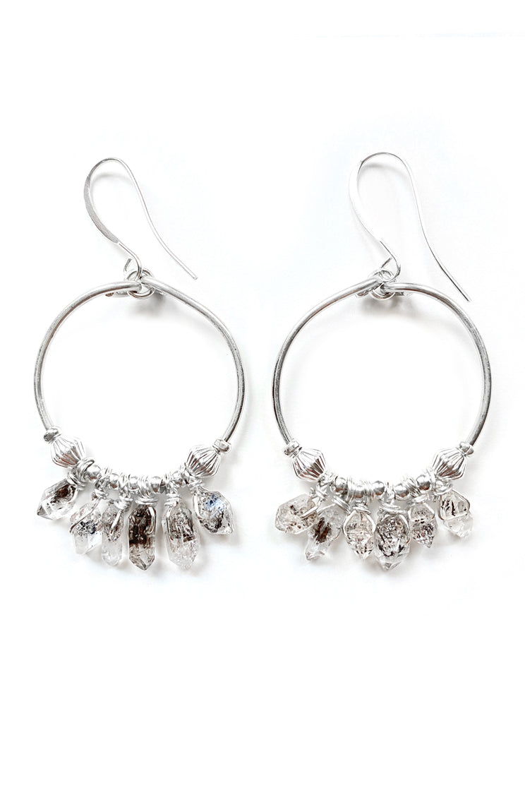 Herkimer Diamond Hoop Earrings, 3.25" - 100 Graces