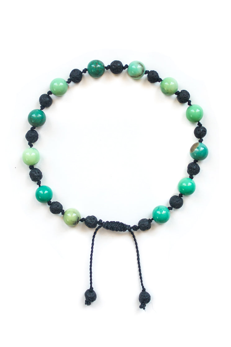 Chrysoprase and Lava Stone Bracelet - 100 Graces