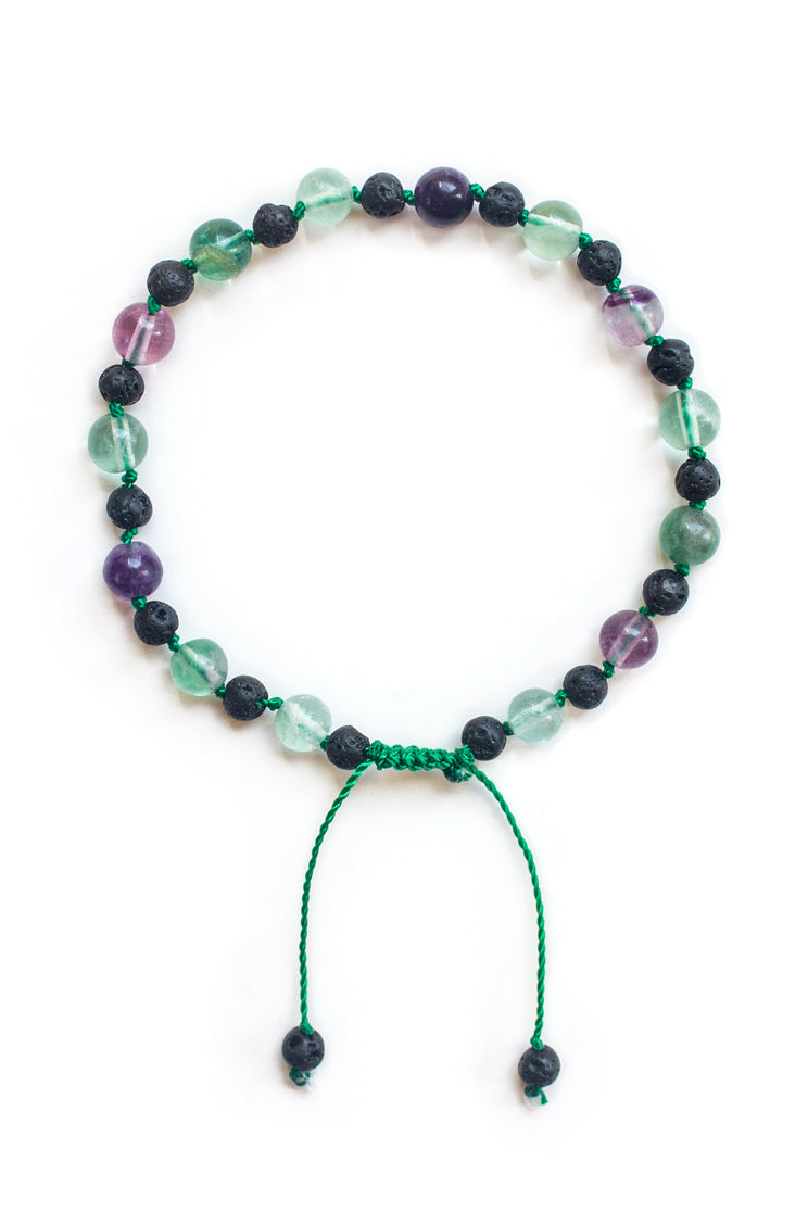 Fluorite and Lava Stone Bracelet - 100 Graces