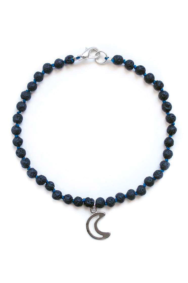 Moon Charm & Lava Stone Anklet - 100 Graces