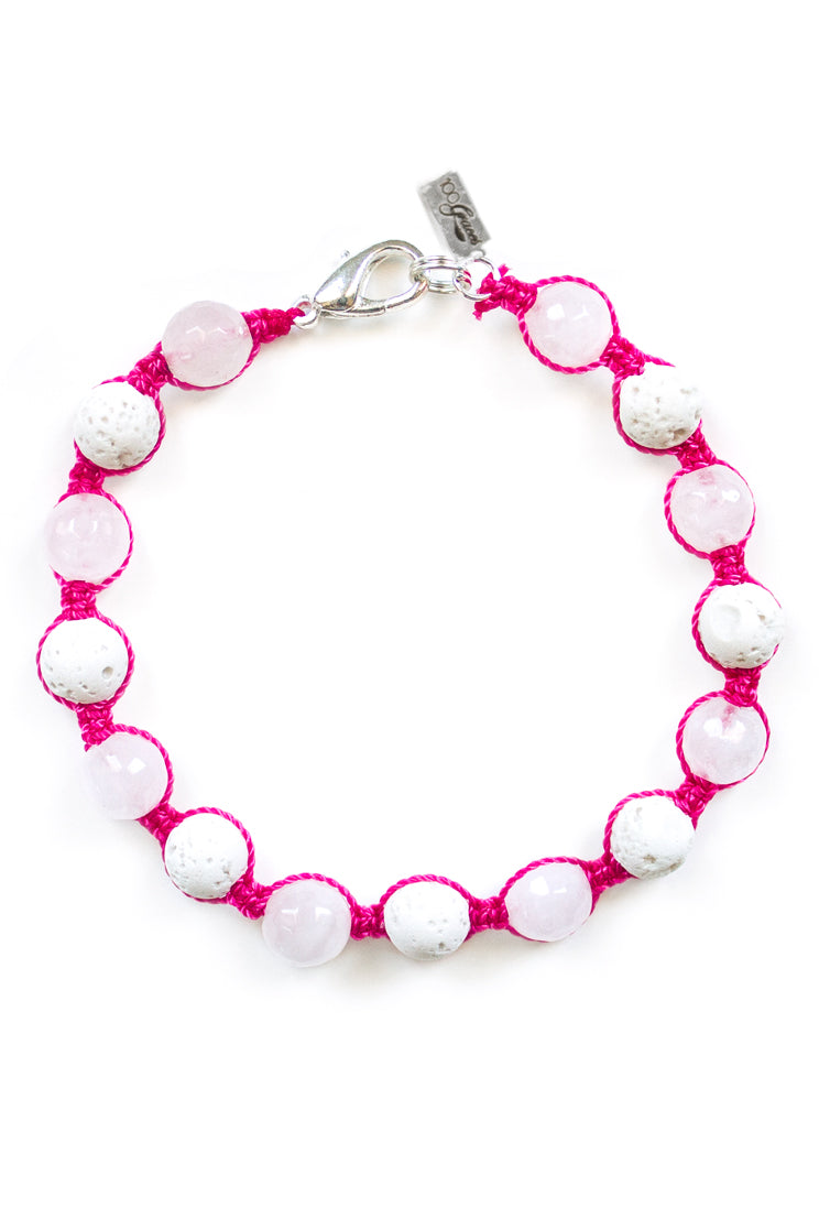 Rose Quartz and White Lava Stone Bracelet - 100 Graces